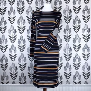 Striped Midi dress with elbow patches